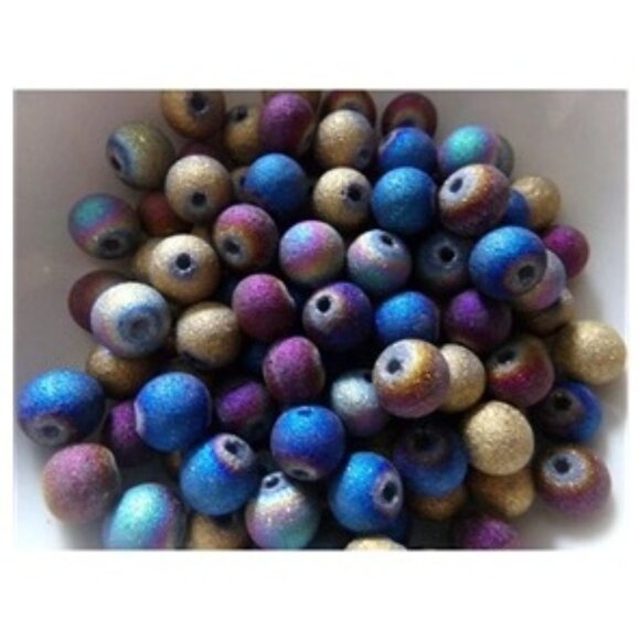 Mixed Color Stardust Glass Beads 8mm - Picture 1 of 2